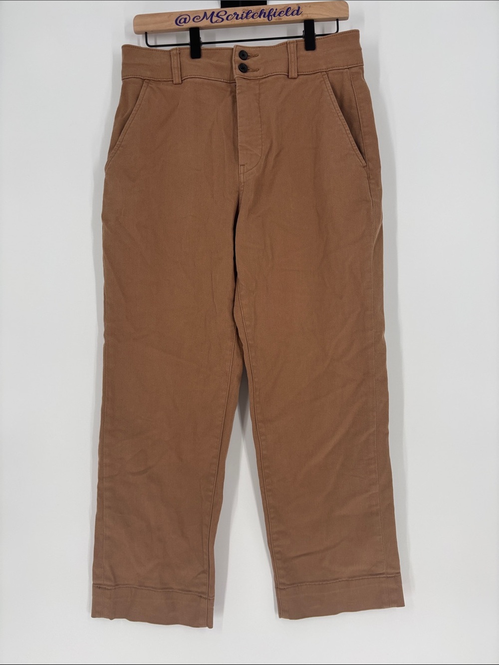 Everlane The Organic Wide Leg Cotton High-Rise Wide Leg Jeans Pants Camel Tan 10
